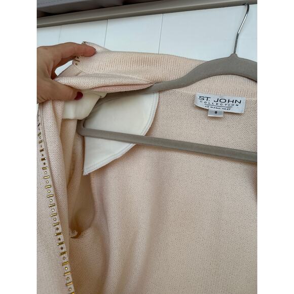 St. John Collection Gold Studded Detail Knit Zip Jacket Blazer, Size 8, Like New - Picture 7 of 9